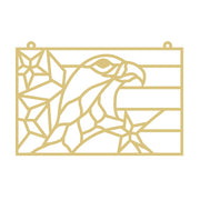 Faux Stained Glass Laser Cut MDF Cutout Eagle Right-Facing With Geometric Left Star Panel And Striped Background - Unfinished For DIY
