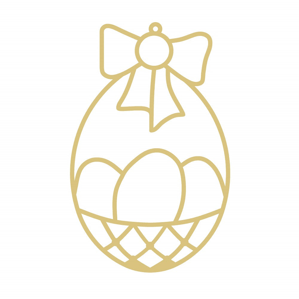 Faux Stained Glass Laser Cut MDF Cutout Easter Egg Bow With Lattice Pattern - Unfinished For DIY