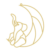 Faux Stained Glass Laser Cut MDF Cutout Elephant Crescent Moon Line Art - Unfinished For DIY
