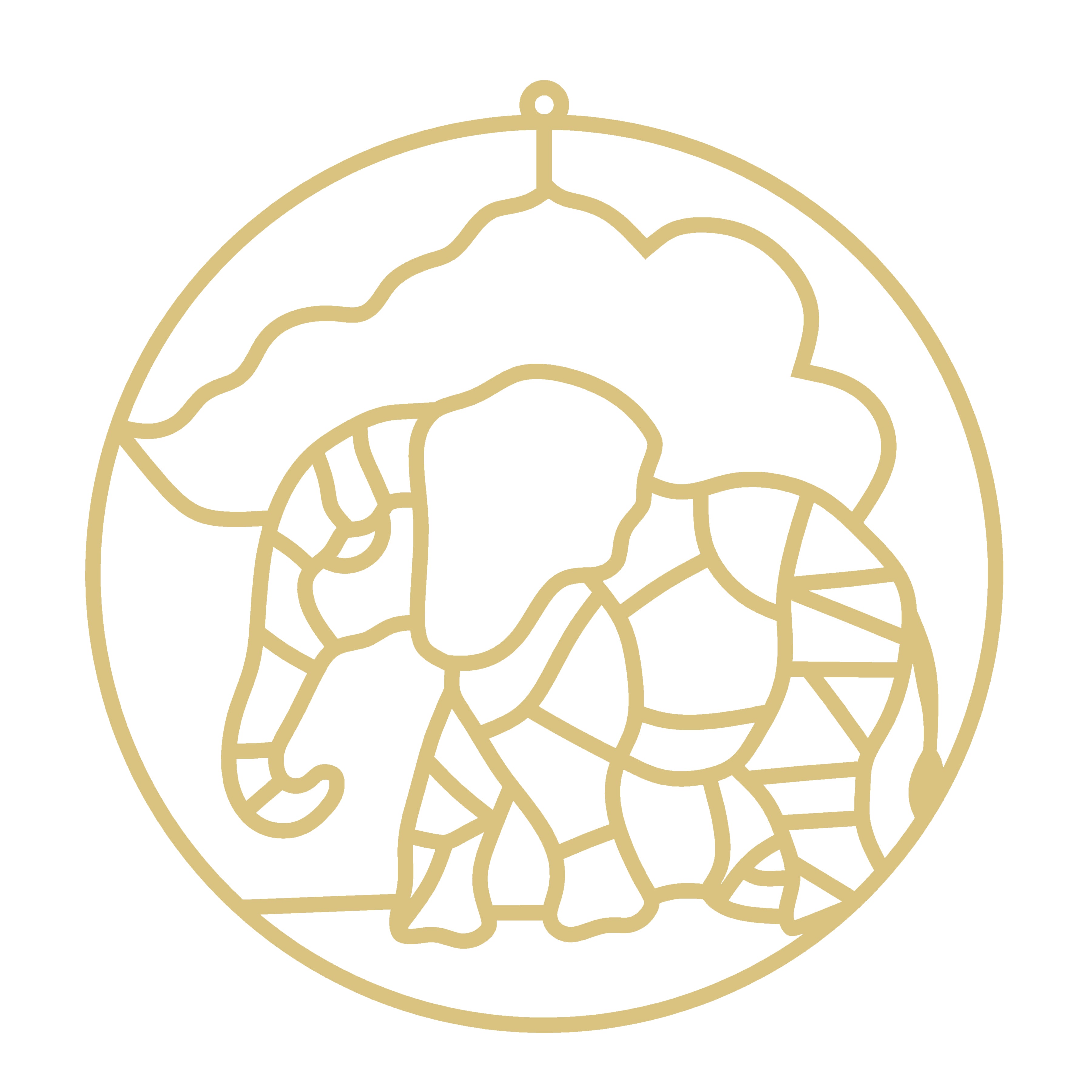 Faux Stained Glass Laser Cut MDF Cutout Round Elephant Mosaic - Unfinished For DIY