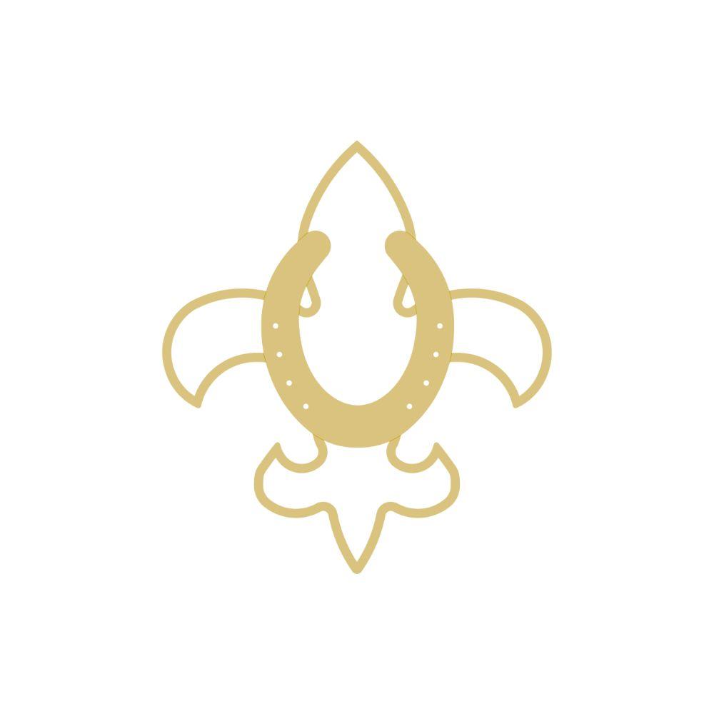 Basic Shape Fleur De Lis MDF Cutout With Horseshoe - Unfinished For DIY