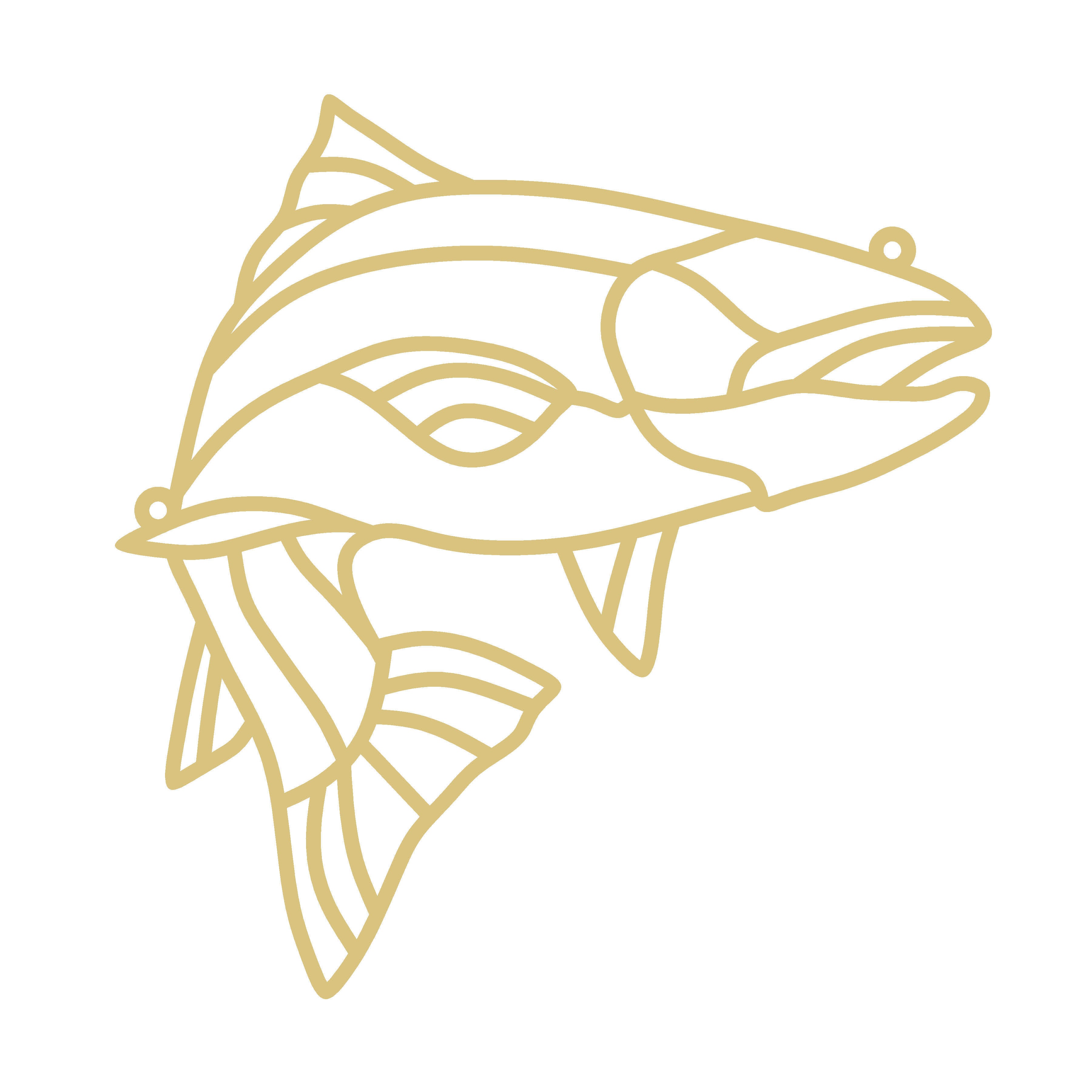 Faux Stained Glass Laser Cut MDF Cutout Fish Line Art - Unfinished For DIY