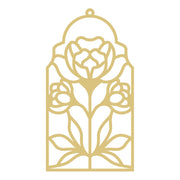 Faux Stained Glass Peony Flowers MDF Cutout Frame - Unfinished For DIY