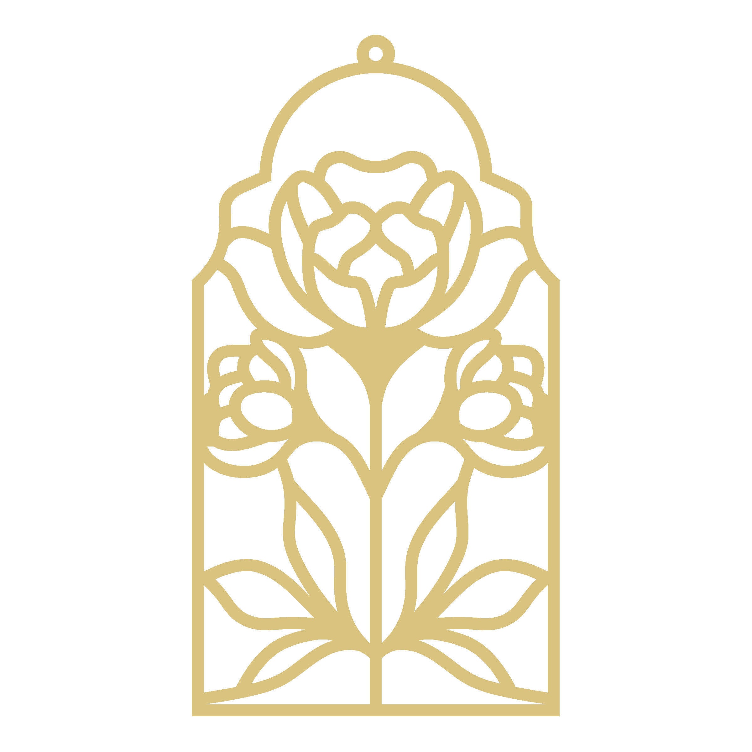 Faux Stained Glass Peony Flowers MDF Cutout Frame - Unfinished For DIY