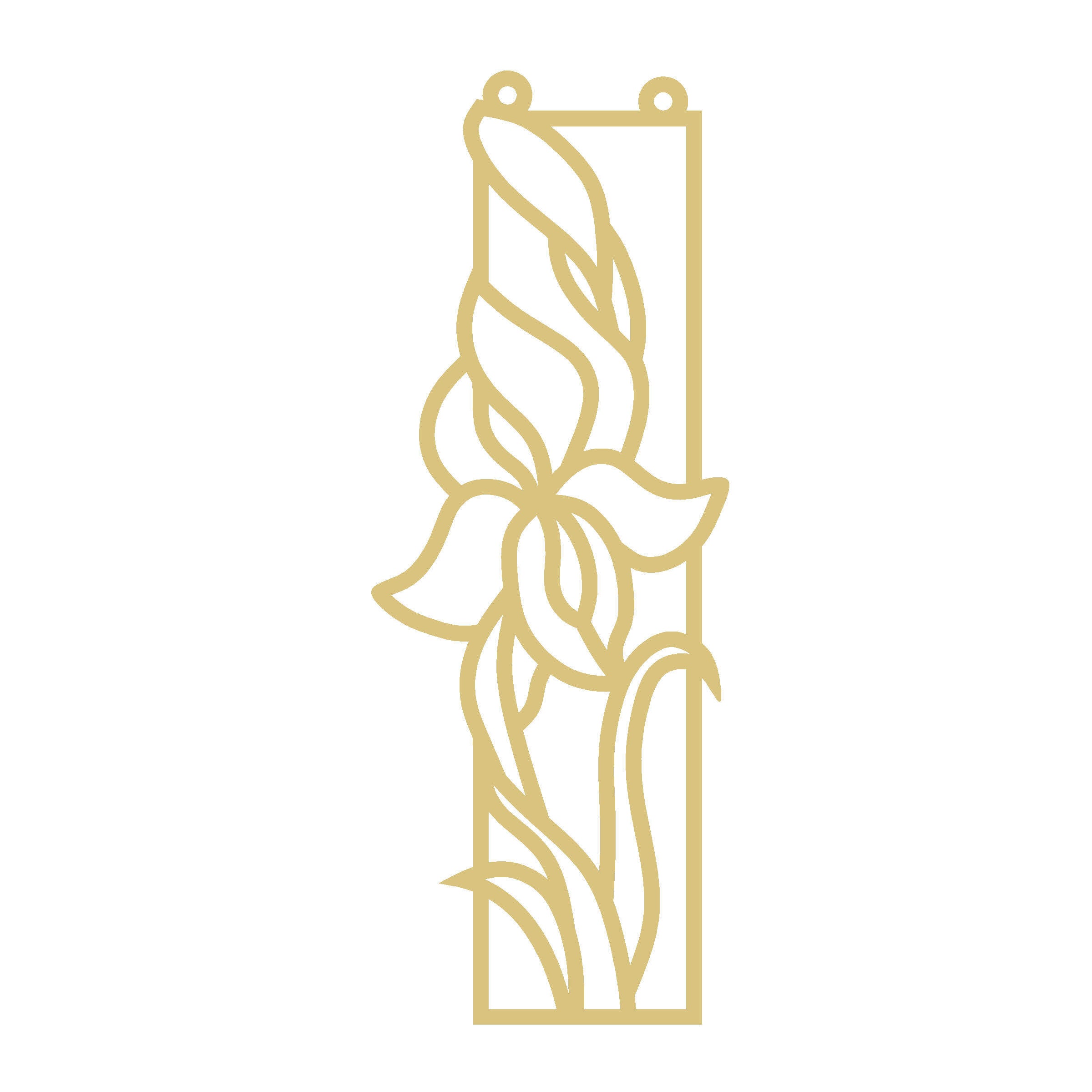 Faux Stained Glass Lilly  Flowers MDF Cutout Frame - Unfinished For DIY