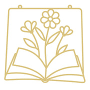 Faux Stained Glass Laser Cut MDF Cutout Open Book With Flowering Plant - Unfinished For DIY