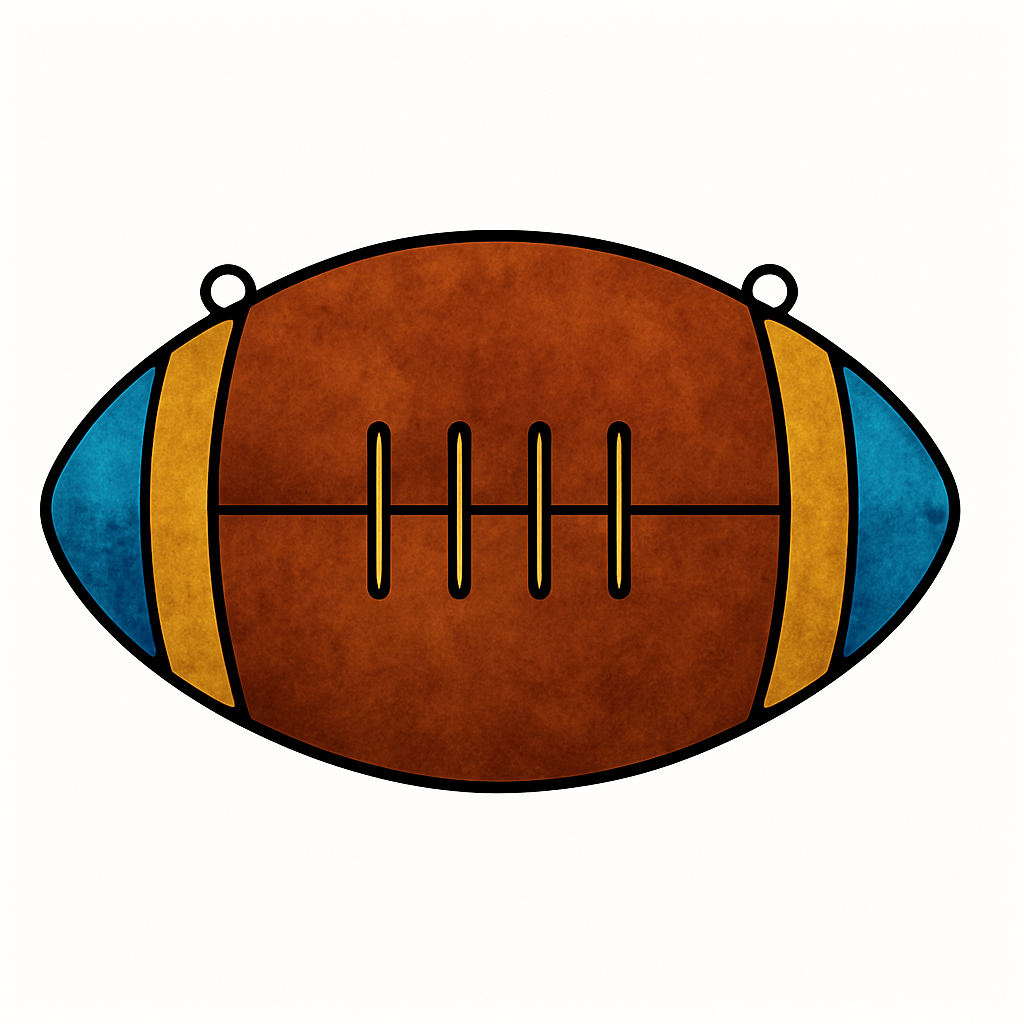 Faux Stained Glass Laser Cut Football MDF Cutout Lace Detail Silhouette - Unfinished For DIY