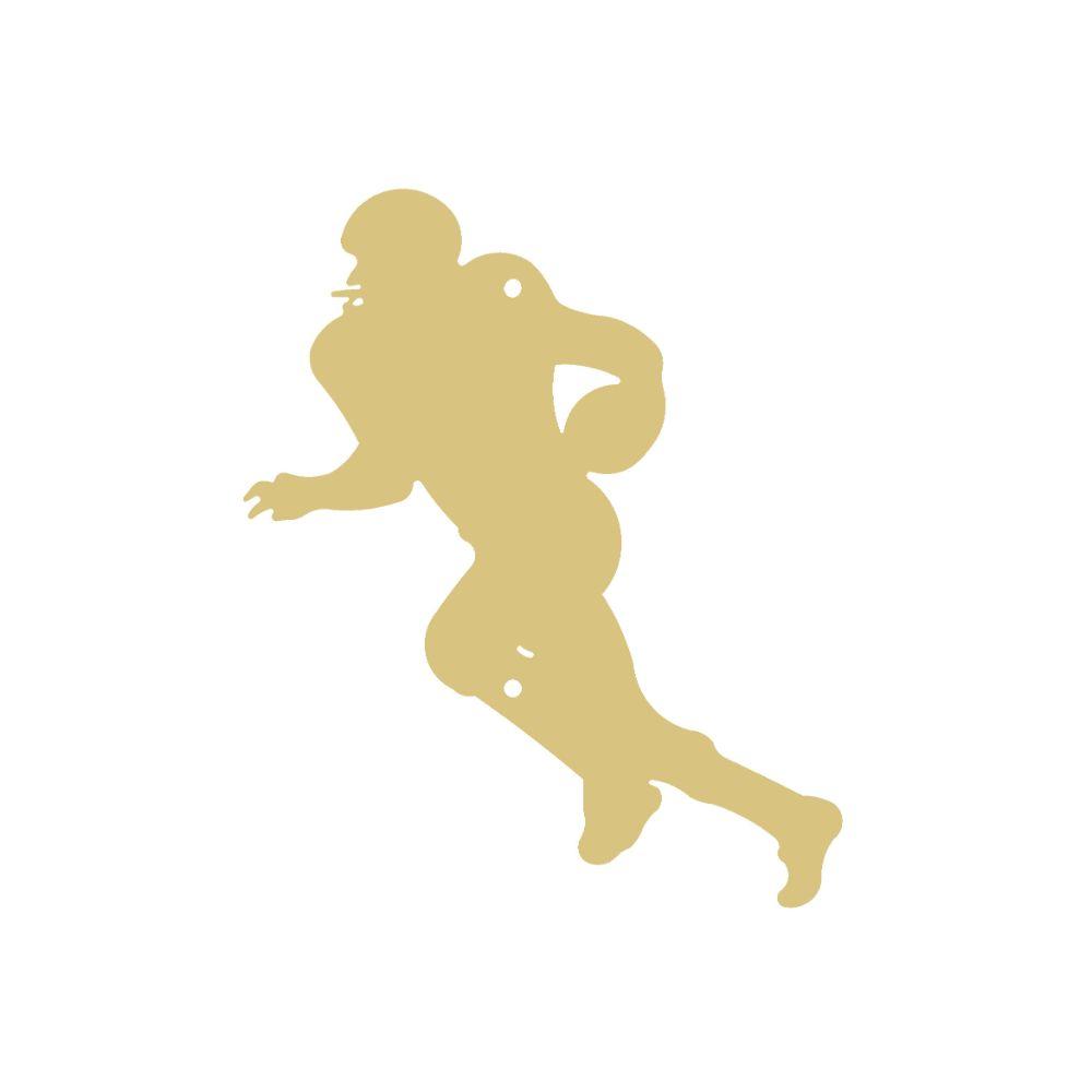 Basic Shape Football Player MDF Cutout Silhouette Carrying Ball - Unfinished For DIY