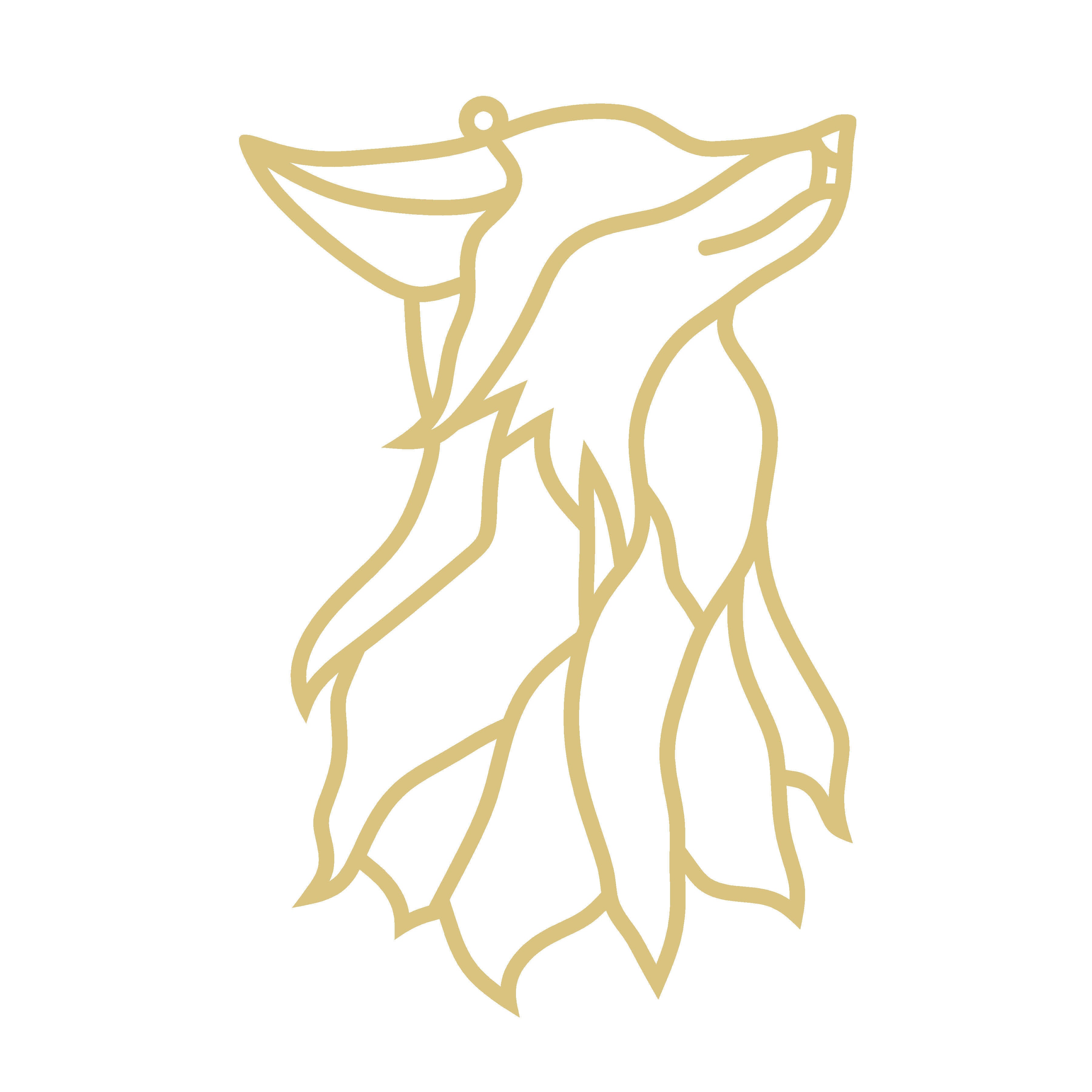 Faux Stained Glass Laser Cut Fox MDF Cutout Flowing Line Art - Unfinished For DIY