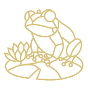 Frog Sitting On A Lillypad l Faux Stained Glass Frame | MDF Cutout | Cozy DIY Paintable Craft | Resin & Crushed Glass Blank