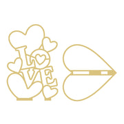 Love with Hearts Free Standing Faux Stained Glass Laser Cut MDF Cutout Unfinished For DIY