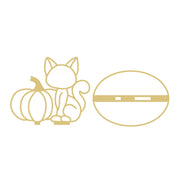 Faux Stained Glass Laser Cut MDF Cutout Free Standing Cat with Pumpkin - Unfinished For DIY