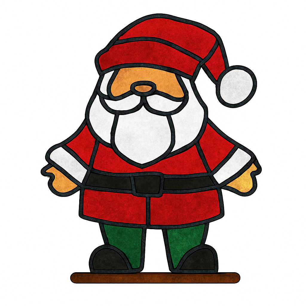 Faux Stained Glass Laser Cut MDF Cutout Free Standing Santa - Unfinished For DIY