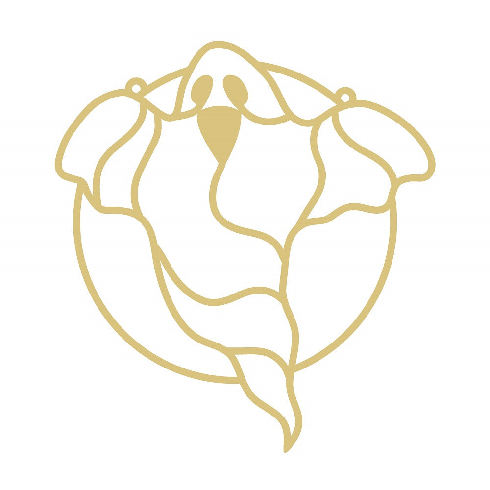 Faux Stained Glass Laser Cut MDF Cutout Ghost In Circle - Unfinished For DIY