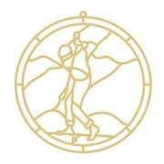 Faux Stained Glass Laser Cut Round MDF Cutout Golfer Silhouette - Unfinished For DIY