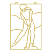 Faux Stained Glass Laser Cut MDF Cutout Rectangle Golfer Silhouette Swing - Unfinished For DIY