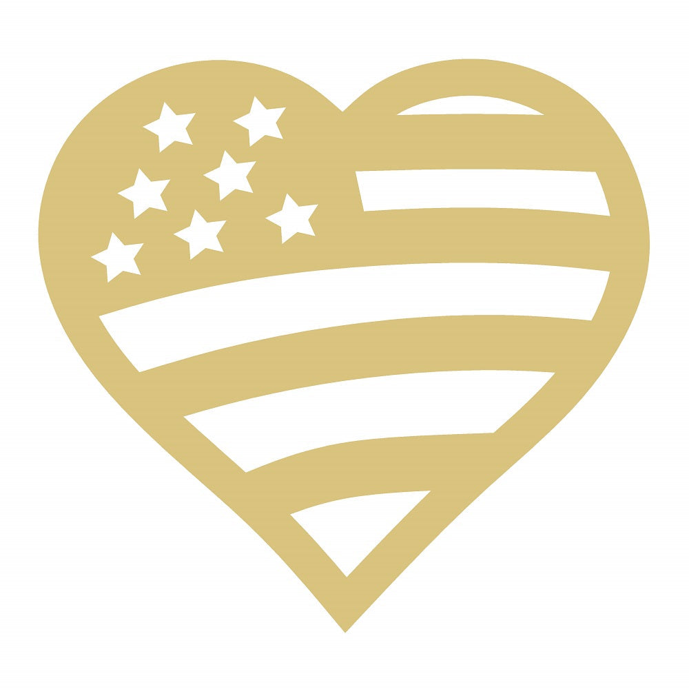 Basic Shape Heart MDF Cutout American Flag Heart - Unfinished For DIY