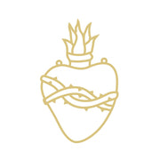 Faux Stained Glass Laser Cut Heart MDF Cutout Flame Top With Thorn Band - Unfinished For DIY