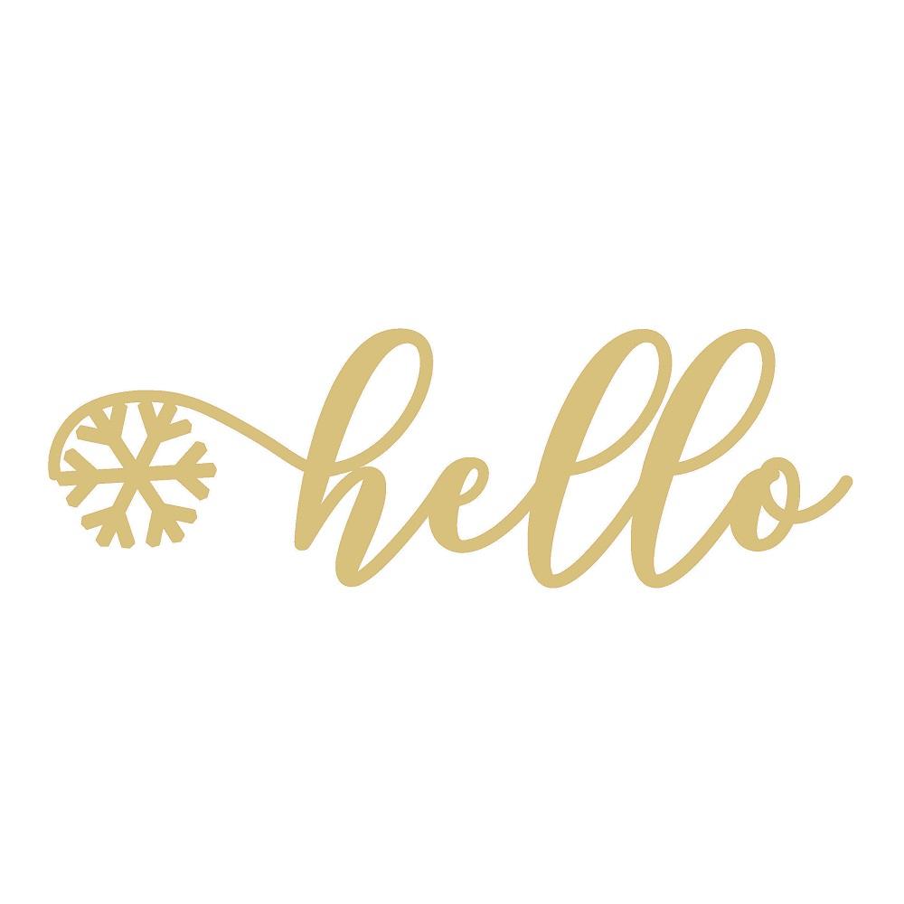 Basic Shape Word MDF Cutout Hello Script With Snowflake Accent - Unfinished For DIY