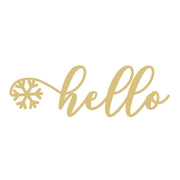 Basic Shape Word MDF Cutout Hello Script With Snowflake Accent - Unfinished For DIY