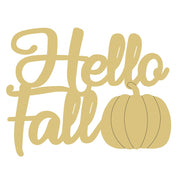 Basic Shape Word Art MDF Cutout Hello Fall Script With Pumpkin - Unfinished For DIY