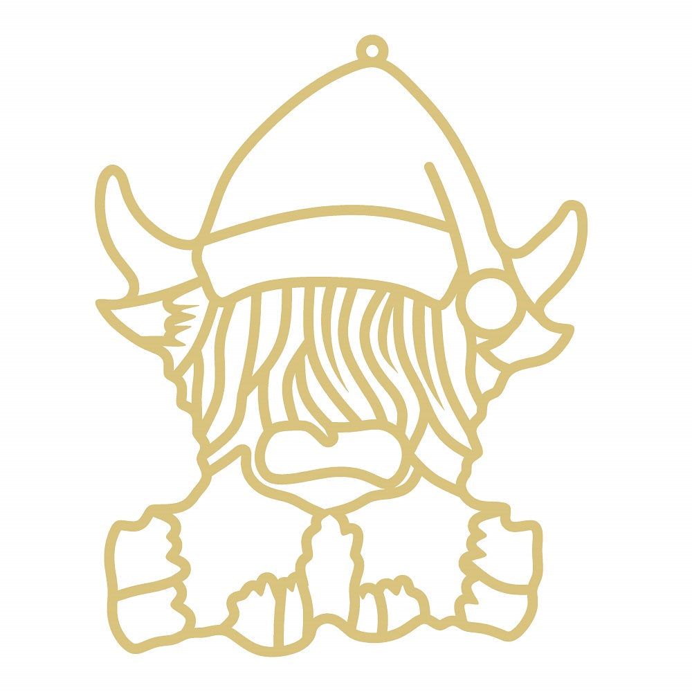 Faux Stained Glass Laser Cut MDF Cutout Highland Cow Sitting Silhouette - Unfinished For DIY