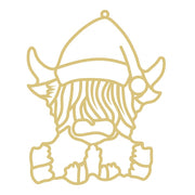 Faux Stained Glass Laser Cut MDF Cutout Highland Cow Sitting Silhouette - Unfinished For DIY