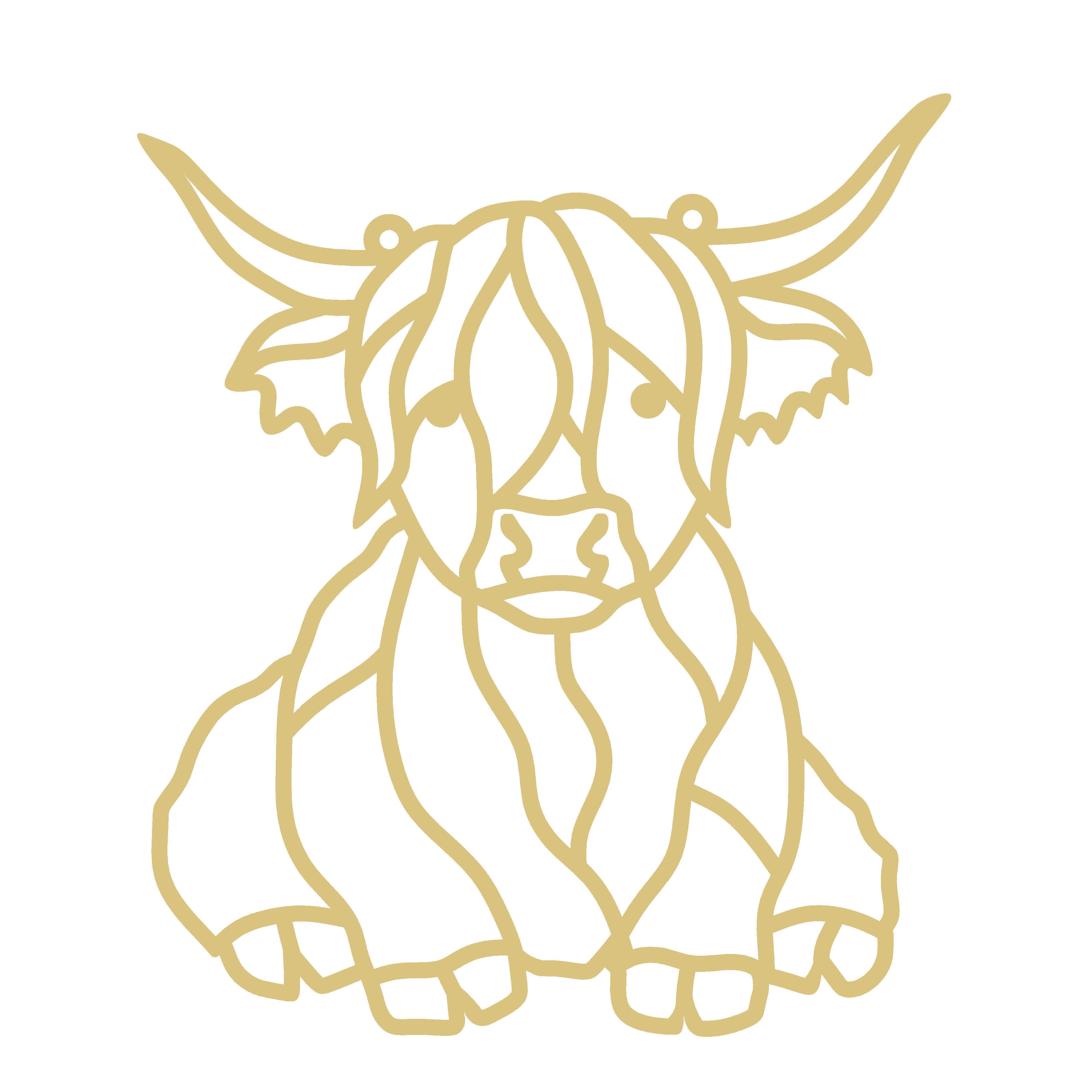 Highland Cow Unfinished Faux Stained-Glass Frame