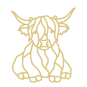 Faux Stained Glass Laser Cut MDF Cutout Cow Silhouette Highland Cow - Unfinished For DIY