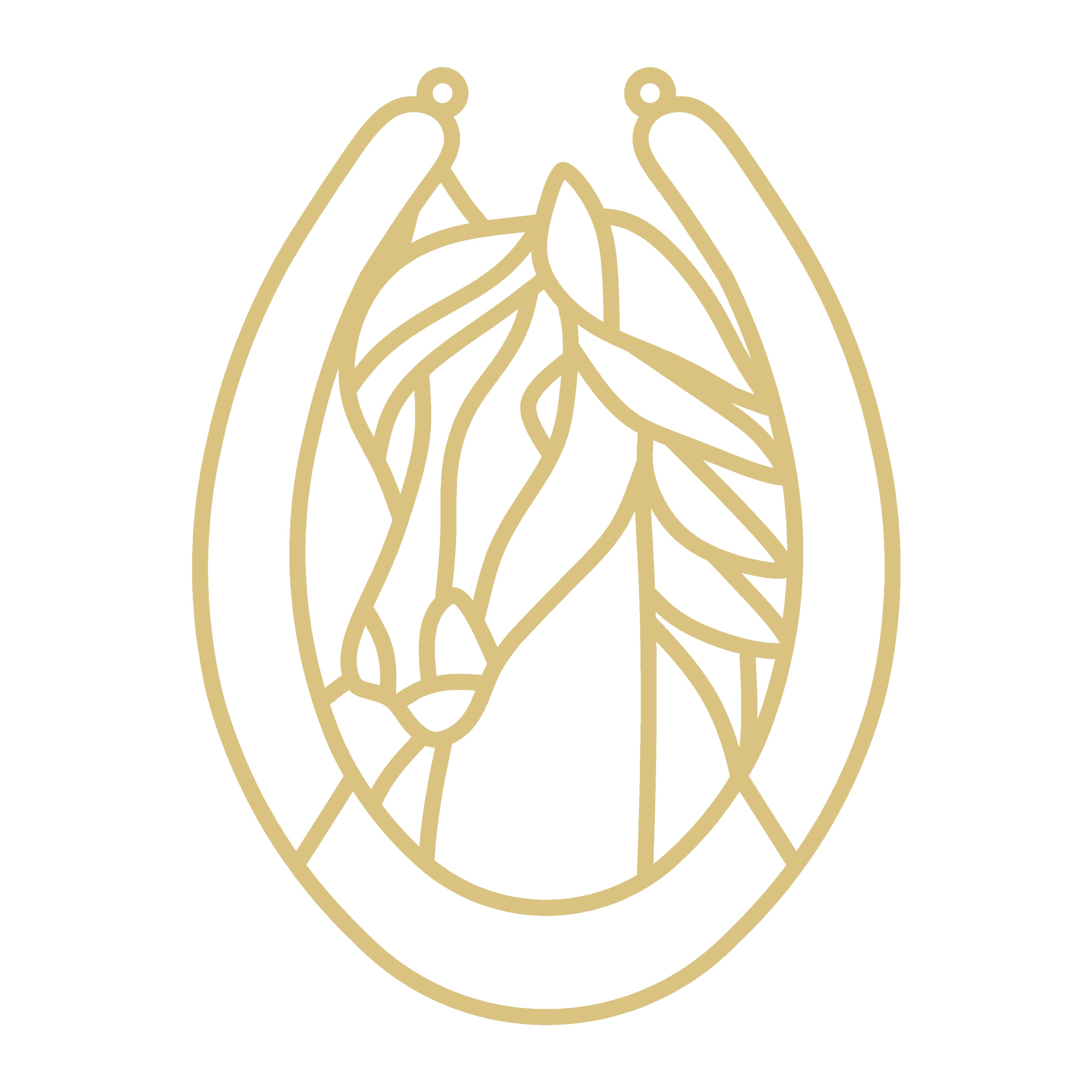 Faux Stained Glass Laser Cut MDF Cutout Oval Horse Head Silhouette - Unfinished For DIY