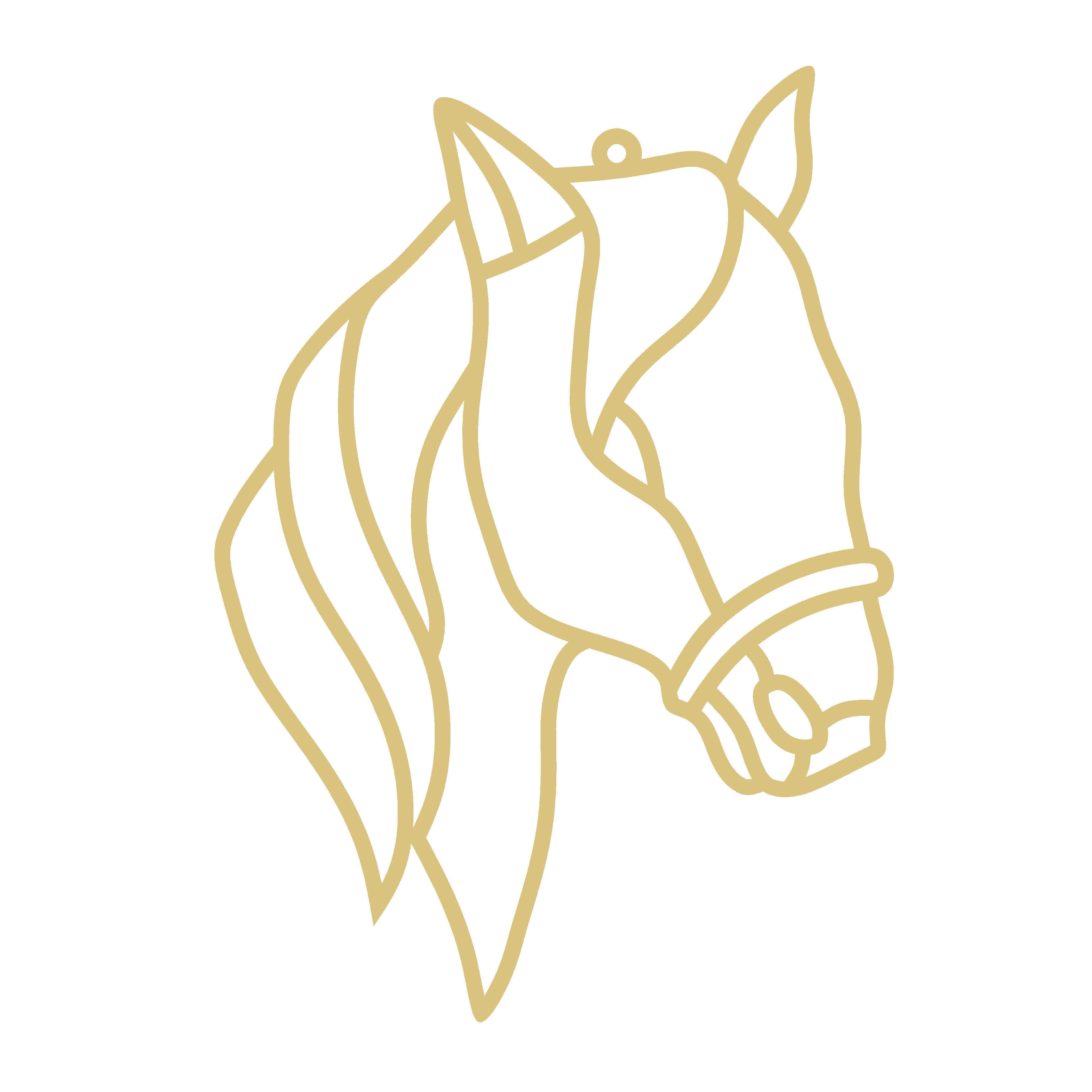 Faux Stained Glass Laser Cut MDF Cutout Horse Head Silhouette With Bridle - Unfinished For DIY