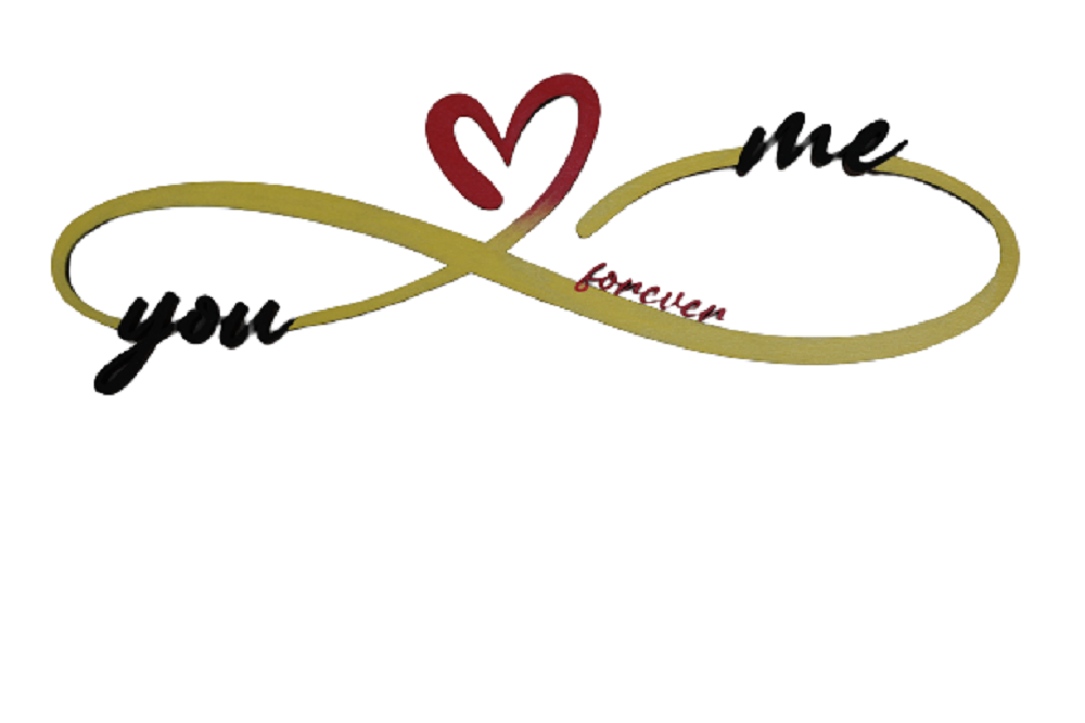 Basic Shape Infinity MDF Cutout You Me Forever Heart - Unfinished For DIY