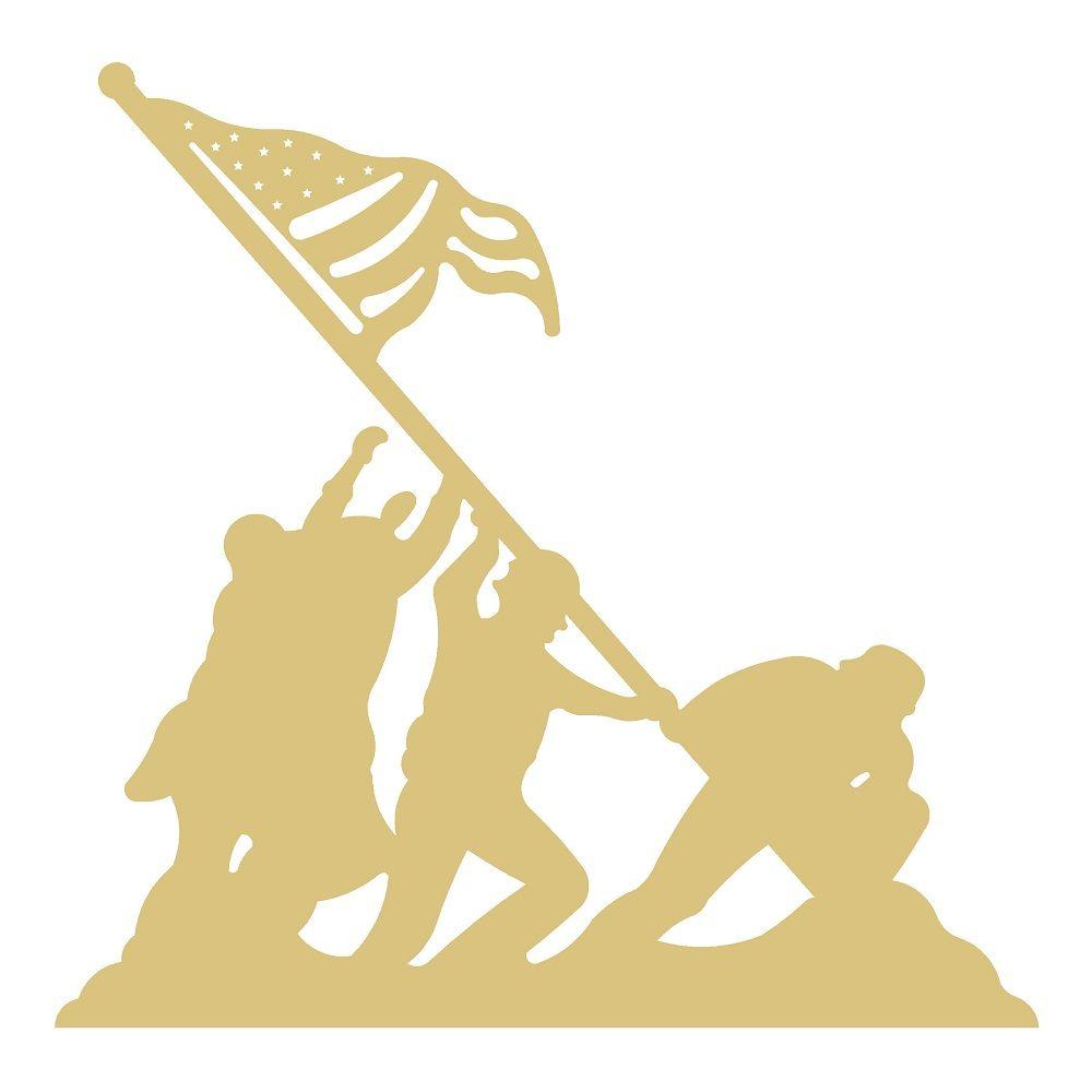 Basic Shape Silhouette MDF Cutout Iwo Jima Flag Raising Scene - Unfinished For DIY
