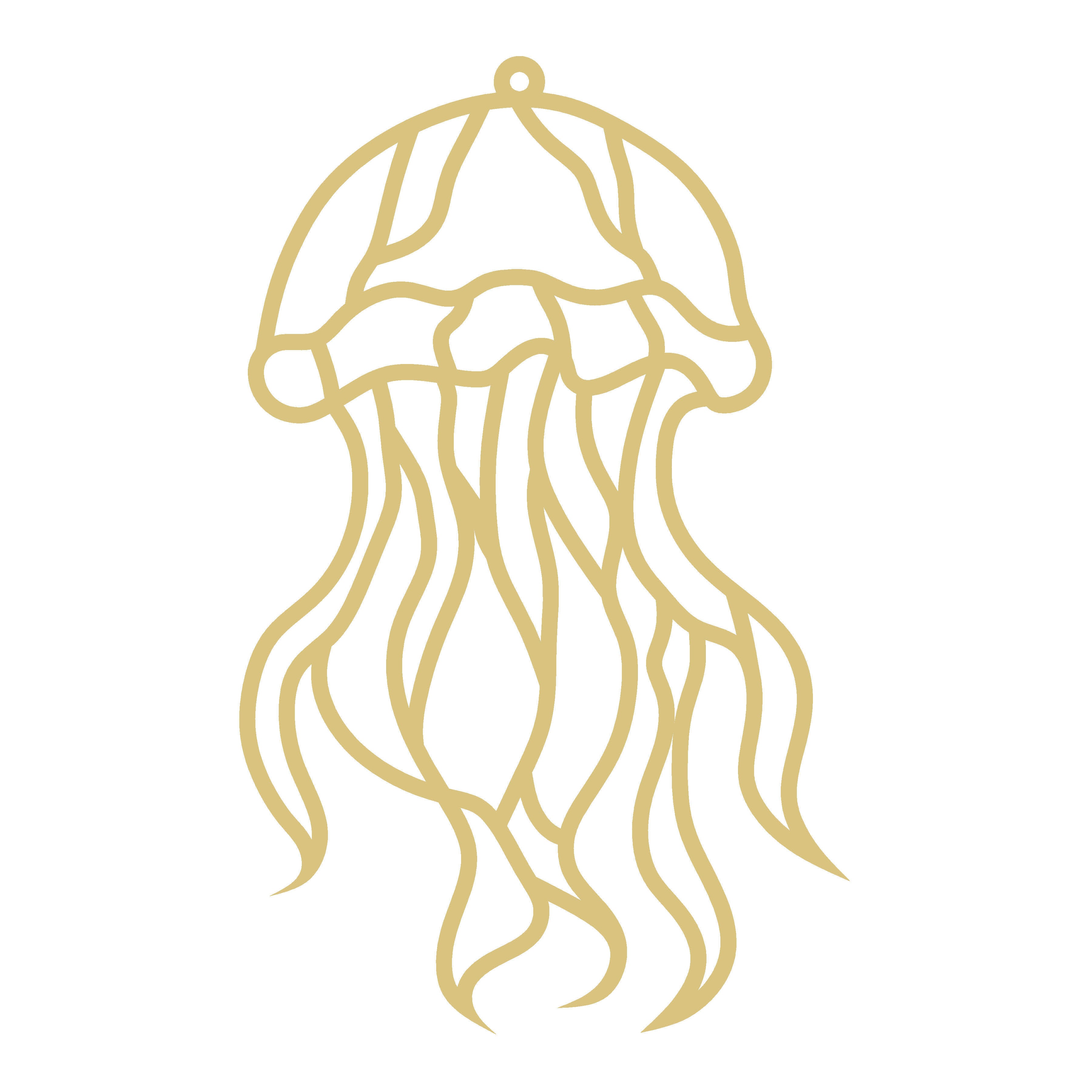 Faux Stained Glass Laser Cut Jellyfish MDF Cutout Underwater Silhouette - Unfinished For DIY