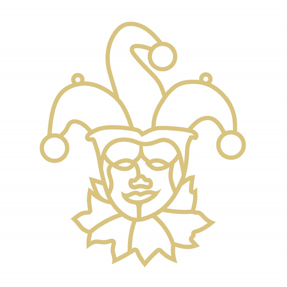 Faux Stained Glass Laser Cut MDF Cutout Jester Silhouette Harlequin Joker Face - Unfinished For DIY