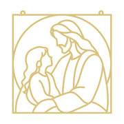 Jesus with a Child Faux Stained Glass Frame | MDF Cutout | Cozy DIY Paintable Craft | Resin & Crushed Glass Blank