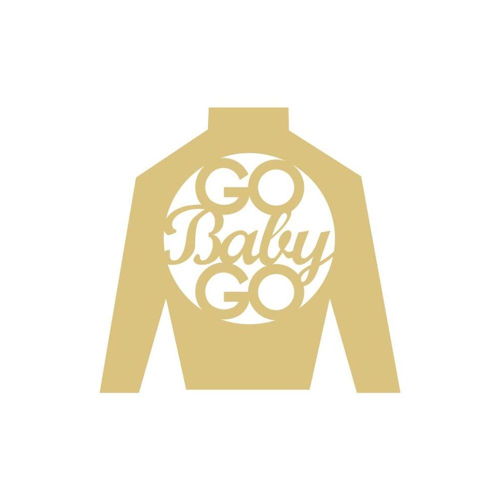 Basic Shape Jockey Silk MDF Cutout Go Baby Go Circle Logo - Unfinished For DIY