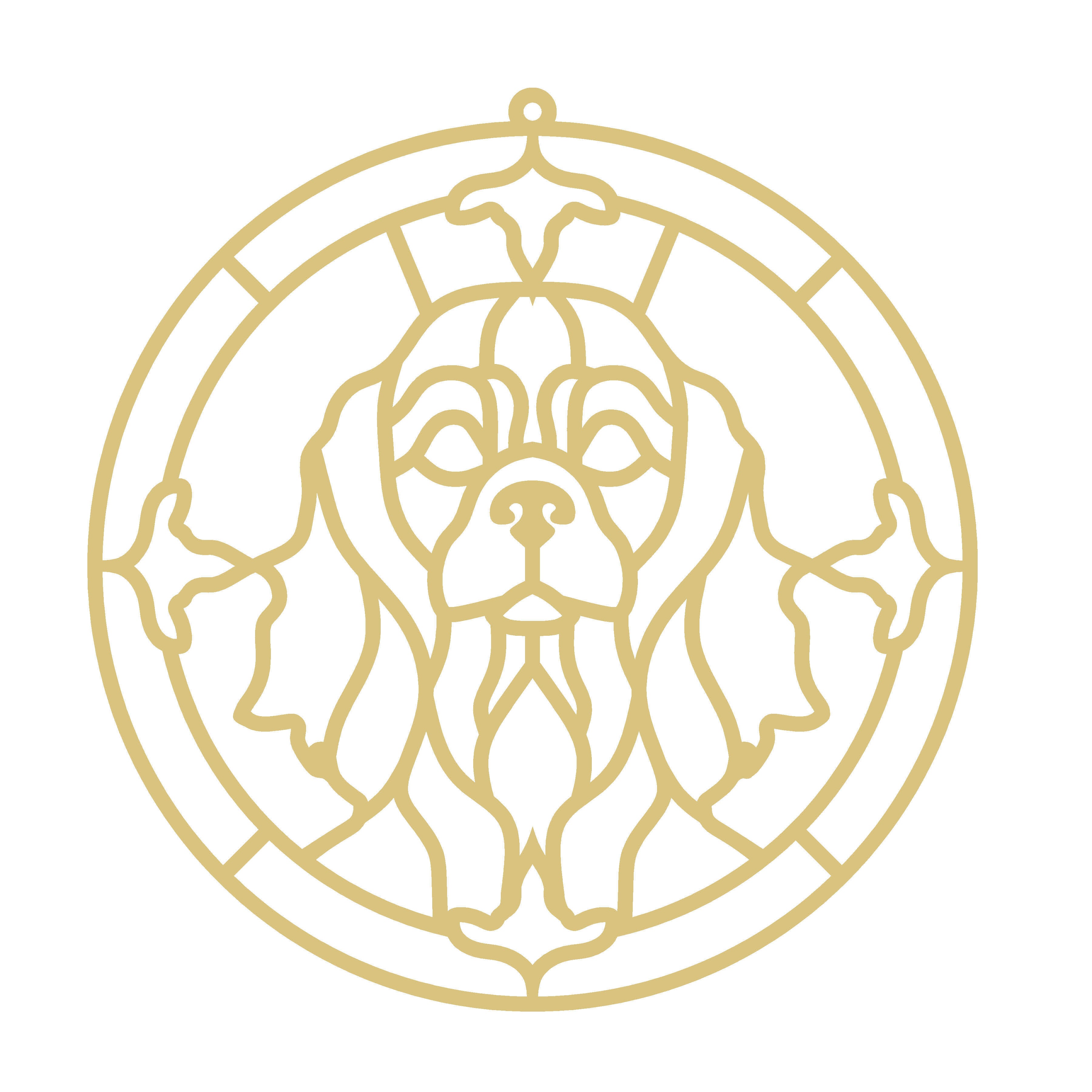 Faux Stained Glass Round MDF Cutout King Charles Cavalier Spaniel - Unfinished For DIY