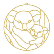 Faux Stained Glass Laser Cut Round MDF Cutout Koala And Baby In Circular Frame - Unfinished For DIY