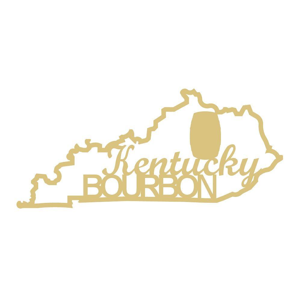Basic Shape Kentucky State MDF Cutout With Kentucky Bourbon Script - Unfinished For DIY