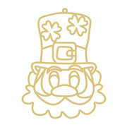 Faux Stained Glass Laser Cut MDF Cutout Leprechaun Silhouette With Top Hat And Shamrocks - Unfinished For DIY