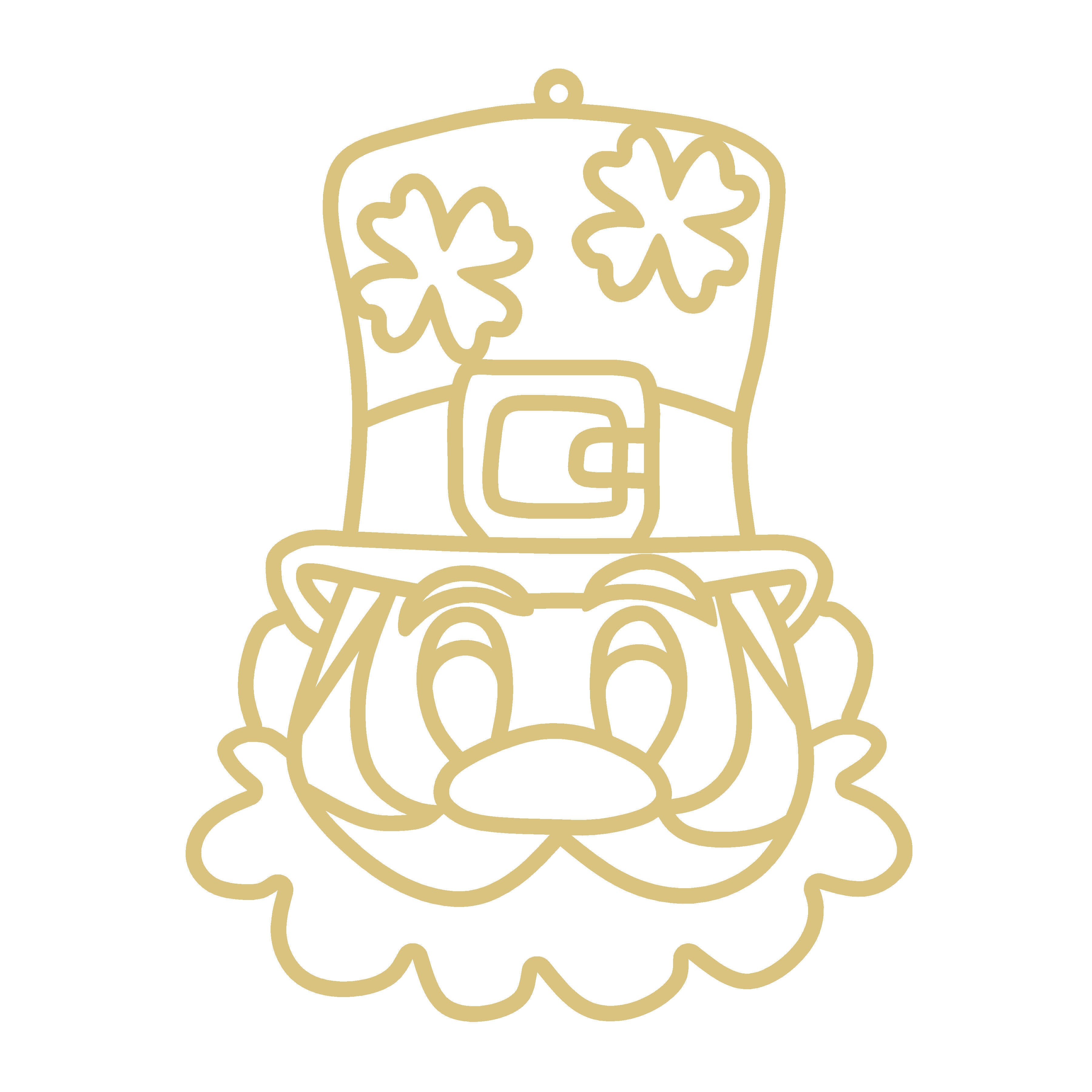 Faux Stained Glass Laser Cut MDF Cutout Leprechaun Silhouette With Top Hat And Shamrocks - Unfinished For DIY