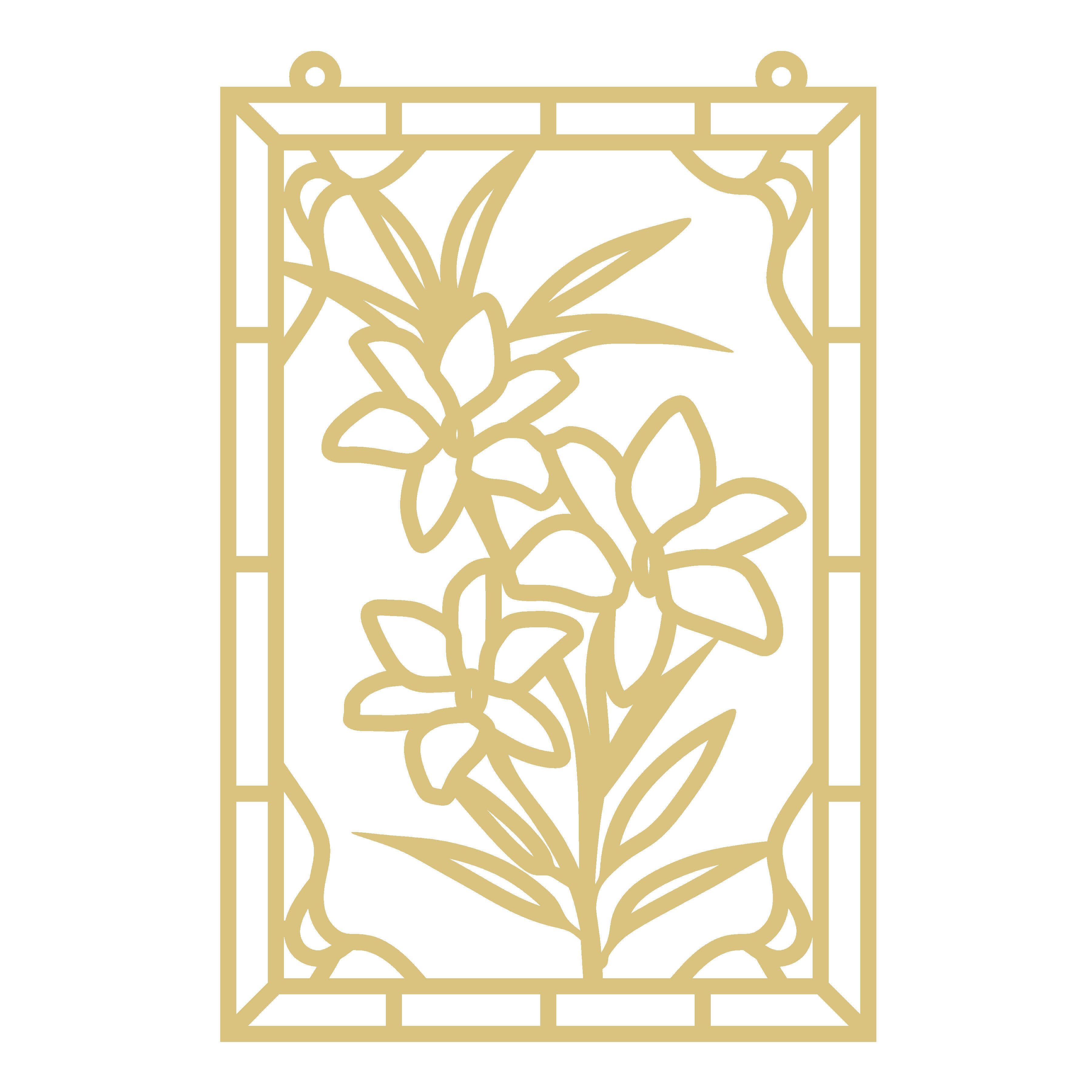 Faux Stained Glass Laser Cut MDF Cutout Door Hanger Lily Floral Pattern - Unfinished For DIY