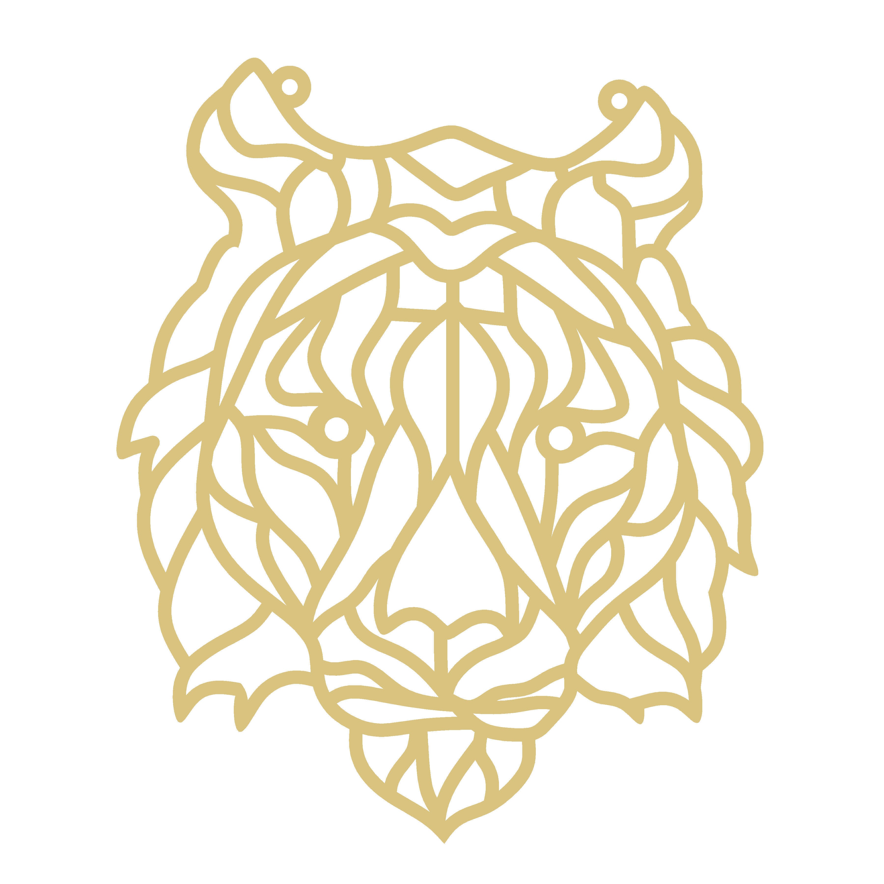 Faux Stained Glass Laser Cut Lion Head MDF Cutout Intricate Mane Line Art - Unfinished For DIY