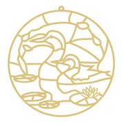 Faux Stained Glass Laser Cut MDF Cutout Loon On Water With Water Lilies - Unfinished For DIY