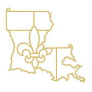 Faux Stained Glass Louisiana State MDF Cutout Silhouette With Fleur-de-Lis - Unfinished For DIY