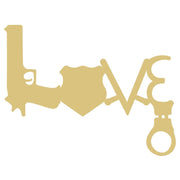 Basic Shape Word Art MDF Cutout Love Police Handcuffs - Unfinished For DIY