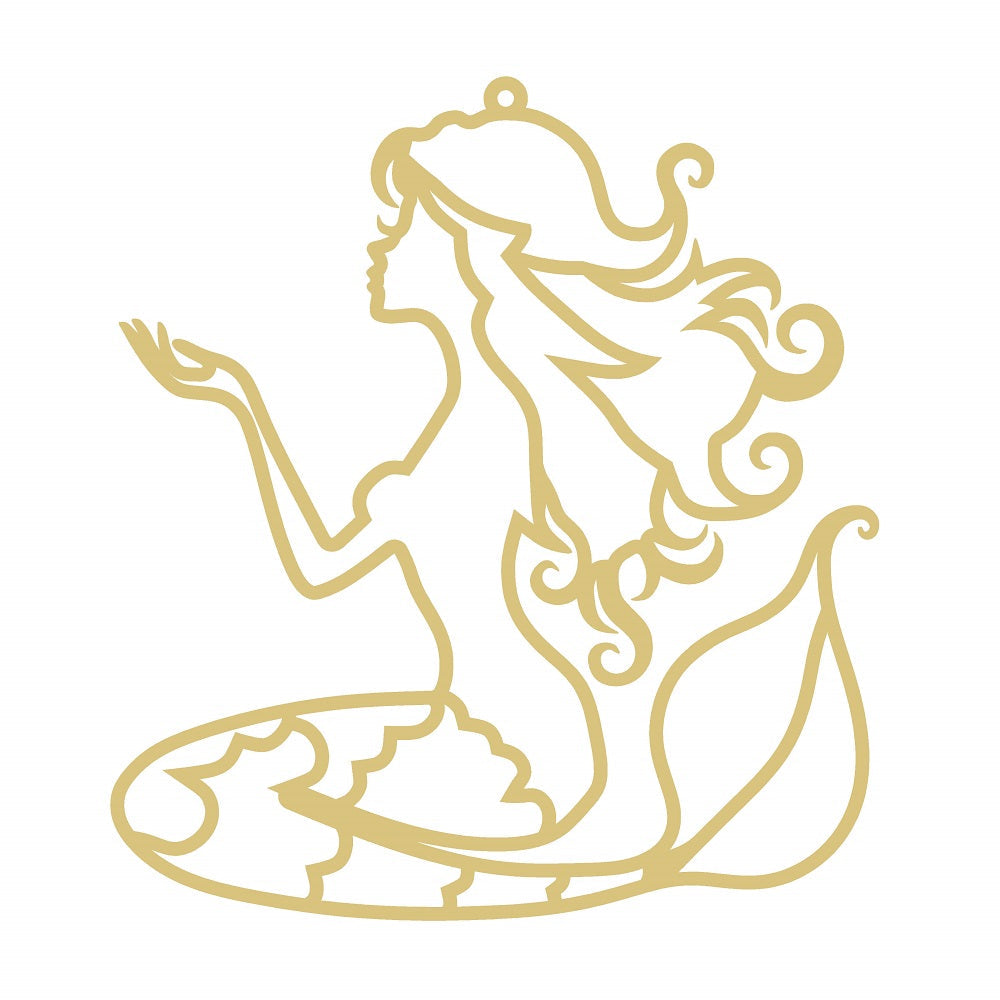 Faux Stained Glass Laser Cut MDF Cutout Sitting Mermaid Silhouette Style 22 - Unfinished For DIY