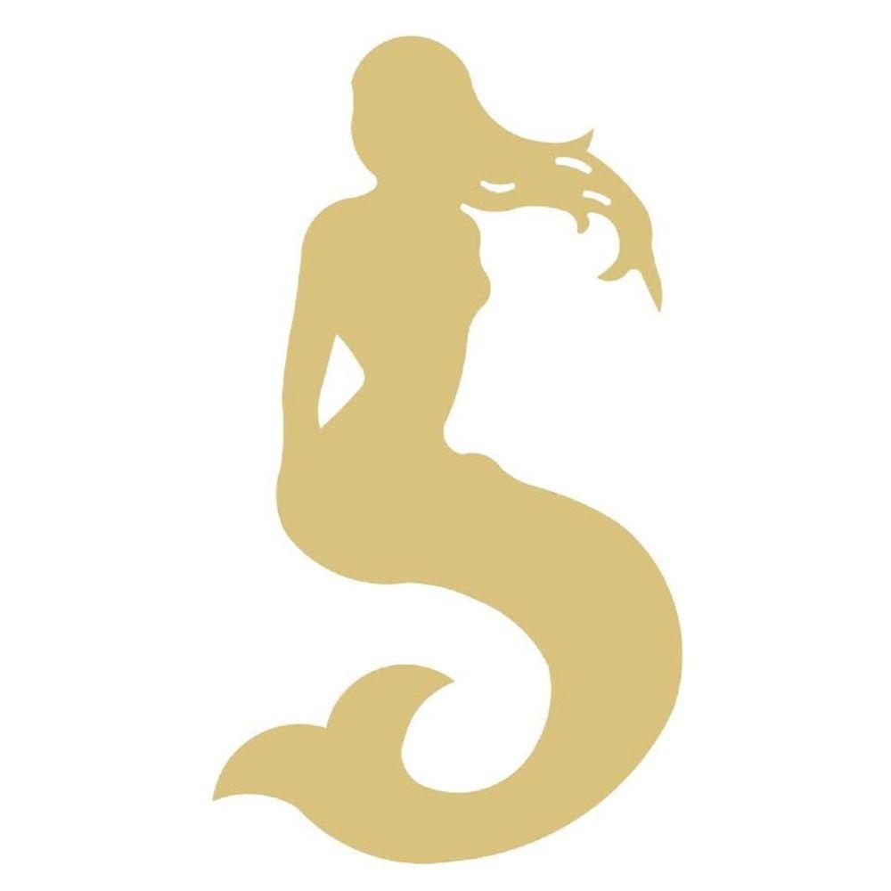 Basic Shape Mermaid MDF Cutout Silhouette Style 5 - Unfinished For DIY