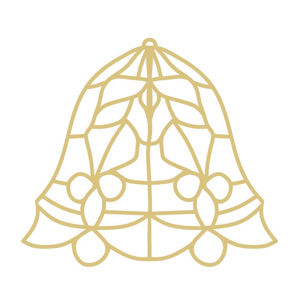 Faux Stained Glass Laser Cut MDF Cutout Bell Mistletoe - Unfinished For DIY